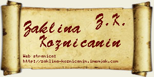 Žaklina Kozničanin vizit kartica